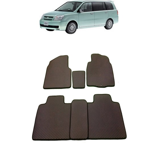 Изображение товара Ковры в салон автомобиля Eva Smart mitsubishi dion правый руль 2000 - 2005 эва сота коричневые c черной окантовкой 2079-A6B5-S