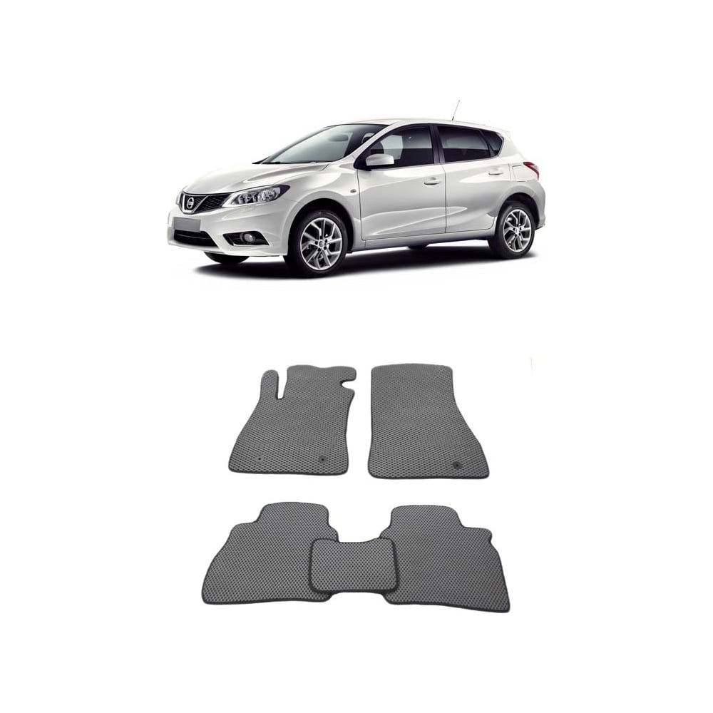 Изображение товара Ковры в салон автомобиля Eva Smart nissan tiida ii (c13) 2015 - 2018 эва сота чёрные c красной окантовкой 2052-B5A7-S