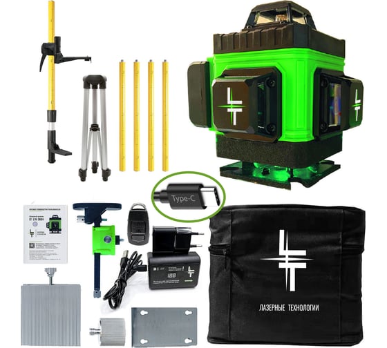 Изображение товара Профессиональный лазерный уровень LT L16-360А + штатив с треногой 3.6м L16-360A/3.6м+