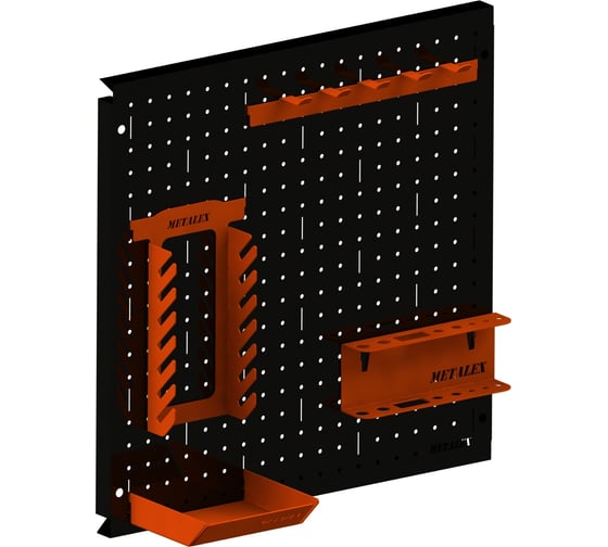 Изображение товара Металлическая перфопанель ООО Металекс Metalex 600x600 мм, черная, с комплектом аксессуаров PRCHA6060