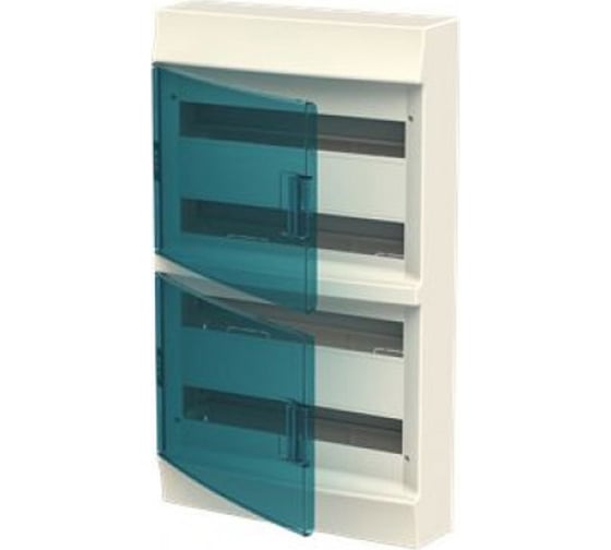 Изображение товара Настенный бокс ABB mistral41 72 модуля, зеленая прозрачная дверь, с клеммами 1SPE007717F1121