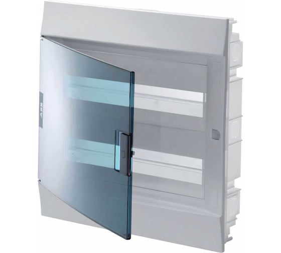 Изображение товара Бокс в нишу ABB mistral41 36 модулей, зеленая прозрачная дверь, 2 ряда, c клеммами 1SLM004101A1206