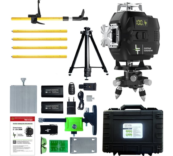 Изображение товара Профессиональный лазерный уровень LT L16-360М + штатив 3.6м + тренога усиленная 1.5м L16-360M/3.6м/1.5м-УС