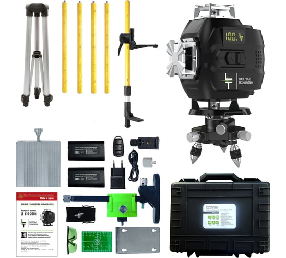 Изображение товара Профессиональный лазерный уровень LT L16-360М + штатив с треногой 3.6м L16-360M/3.6м+