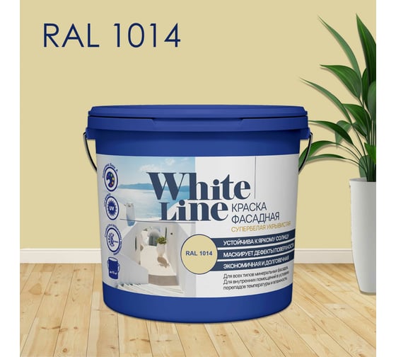Изображение товара Фасадная колерованная краска White Line Ral 1014 (ведро 9 л/14,1 кг) 4690417099146