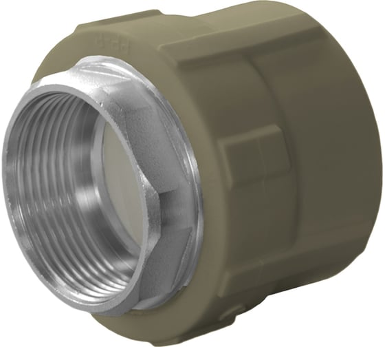 Изображение товара Комбинированная муфта ПОЛИТЭК 40x1 1/4 с внутр. р. (под ключ) PPRC, серый 9100040114С