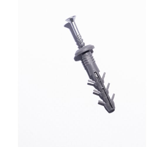 Изображение товара Дюбель с ударным шурупом Крепежные системы МВИС дюбель-гвоздь с усами, 6x40 мм, полипропилен, буртик, 100 шт. ДБМ0640Б