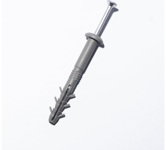 Изображение товара Дюбель с ударным шурупом Крепежные системы МВИС дюбель-гвоздь с усами, 6x60 мм, полипропилен, буртик, 100 шт. ДБМ0660Б