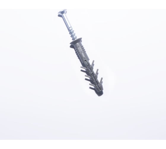 Изображение товара Дюбель с ударным шурупом МВИС Крепежные системы дюбель-гвоздь с усами, 6x40 мм, полипропилен, потай., 100 шт. ДБМ0640П