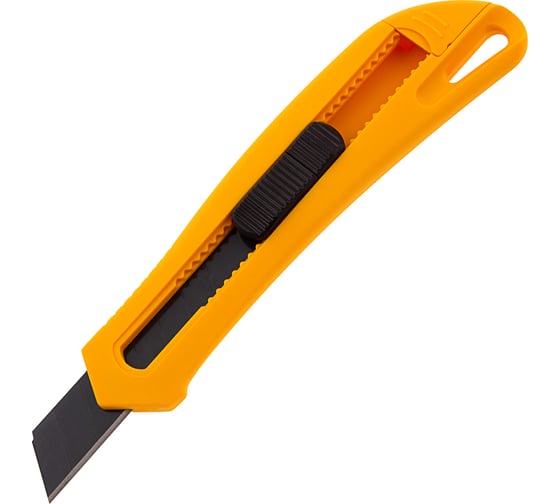 Изображение товара Нож Denzel 18 мм, сменное лезвие, SK4, облегченный корпус, нажимной фиксатор 78941