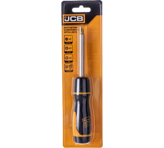 Изображение товара Реверсивная отвертка с битами JCB 7 предметов JSD025