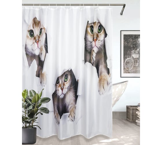 Изображение товара Комплект Bath Plus штора 180x200 д/в и кольца cat3 (white) akch-21328
