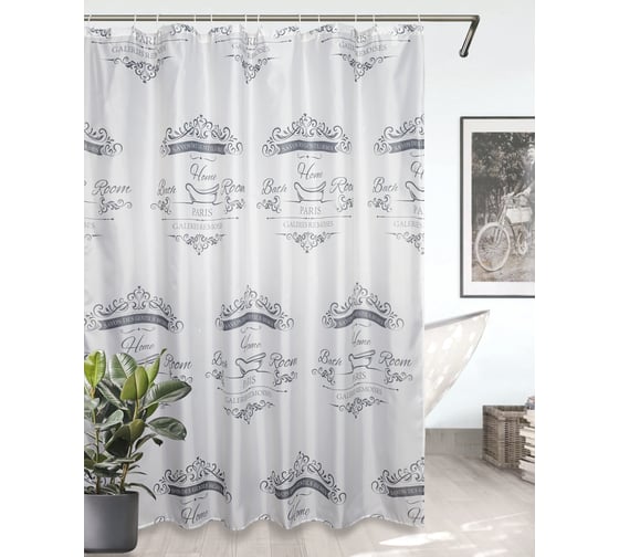 Изображение товара Комплект Bath Plus штора 180x180 д/в и кольца paris (grey) akch22104-1