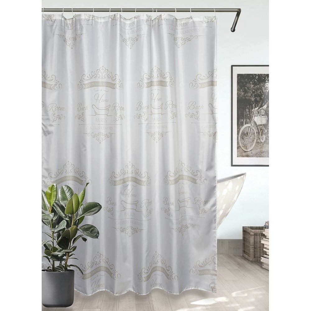 Изображение товара Комплект Bath Plus штора 180x180 см и кольца beige для ванной комнаты