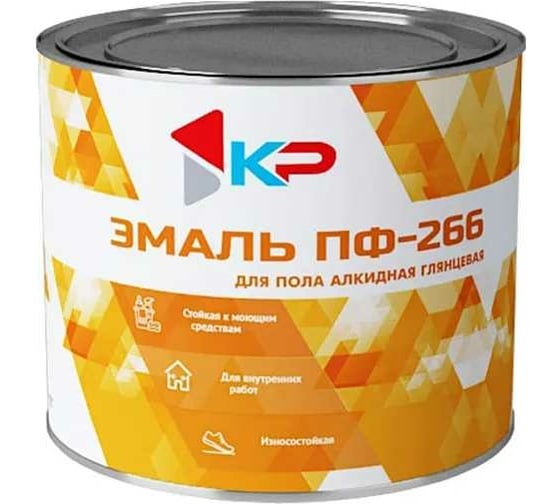 Изображение товара Краска для пола КР ПФ-266 красно-коричневая 1,8 кг 4610044291652