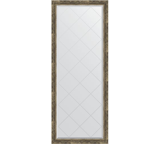 Изображение товара Напольное зеркало с гравировкой в багетной раме EVOFORM старое дерево, с плетением 70 мм, 78x198 см BY 6305