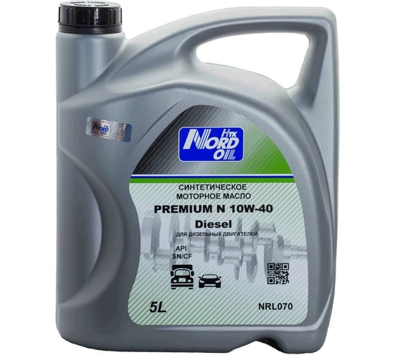 Изображение товара Моторное масло NORD OIL Premium N dizel 10W-40 SN/CF 5л NRL070