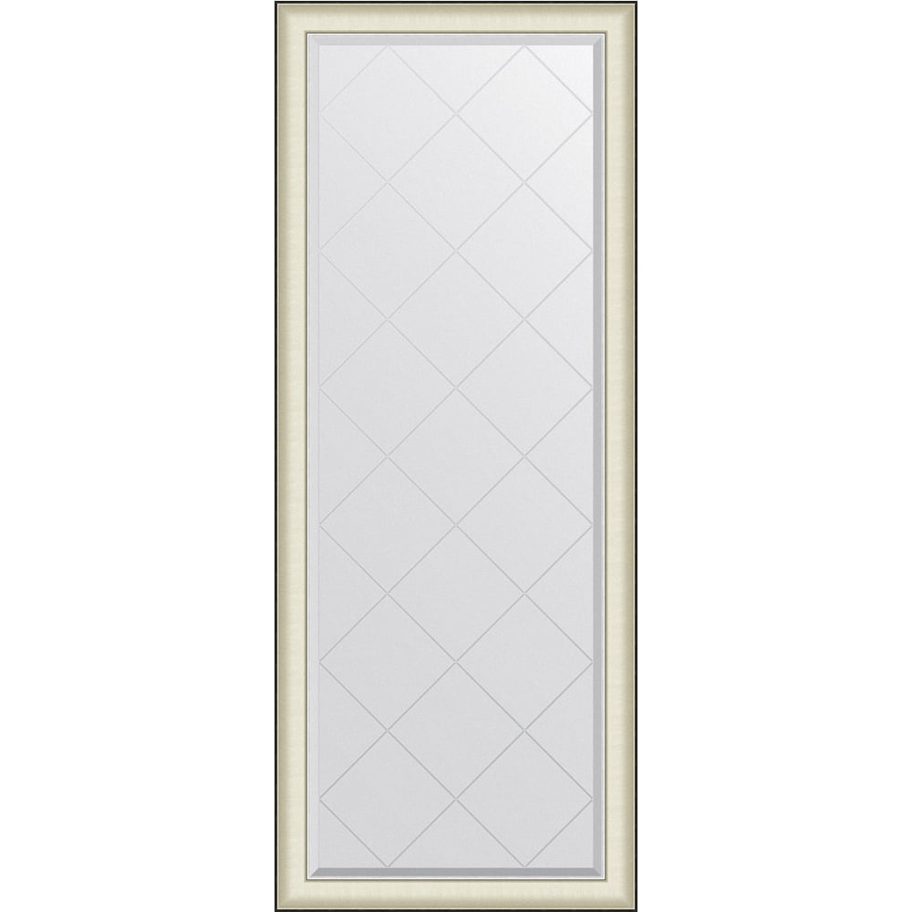 Изображение товара Напольное зеркало с гравировкой в багетной раме EVOFORM белая кожа с хромом 79x200 см BY 6393