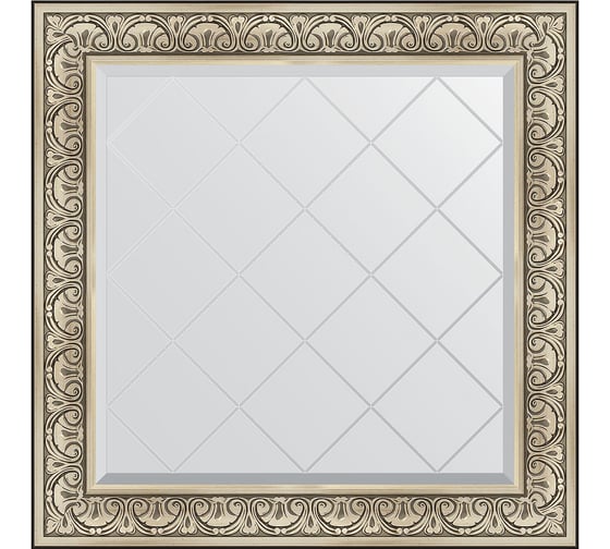 Изображение товара Зеркало с гравировкой в багетной раме EVOFORM барокко серебро 106 мм, 90x90 см BY 4338