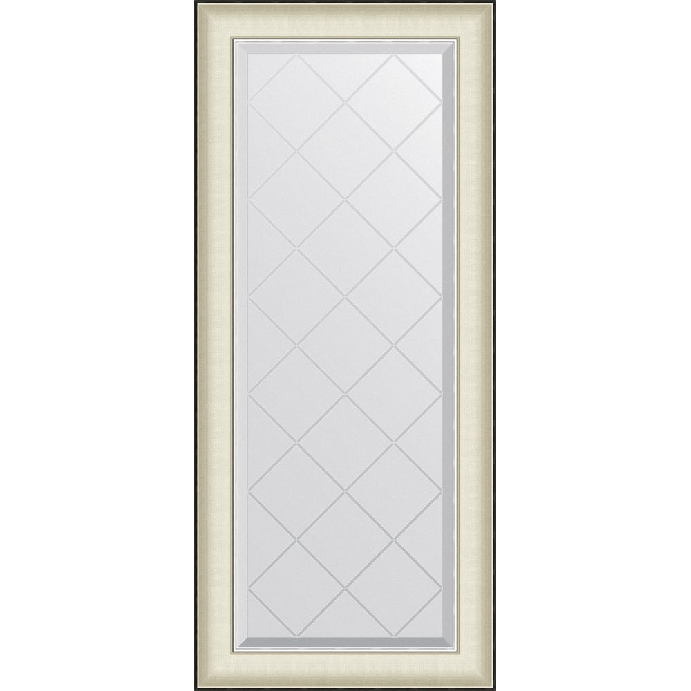 Изображение товара Зеркало с гравировкой в багетной рамес EVOFORM белая кожа с хромом 54x124 см