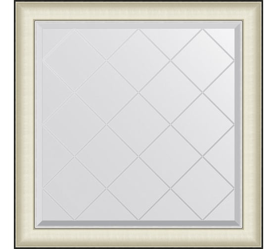 Изображение товара Зеркало с гравировкой в багетной раме EVOFORM белая кожа с хромом 78 мм, 84x84 см BY 4572