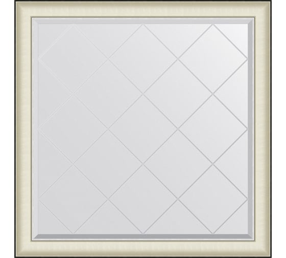 Изображение товара Зеркало с гравировкой в багетной раме EVOFORM белая кожа с хромом 78 мм, 104x104 см BY 4575