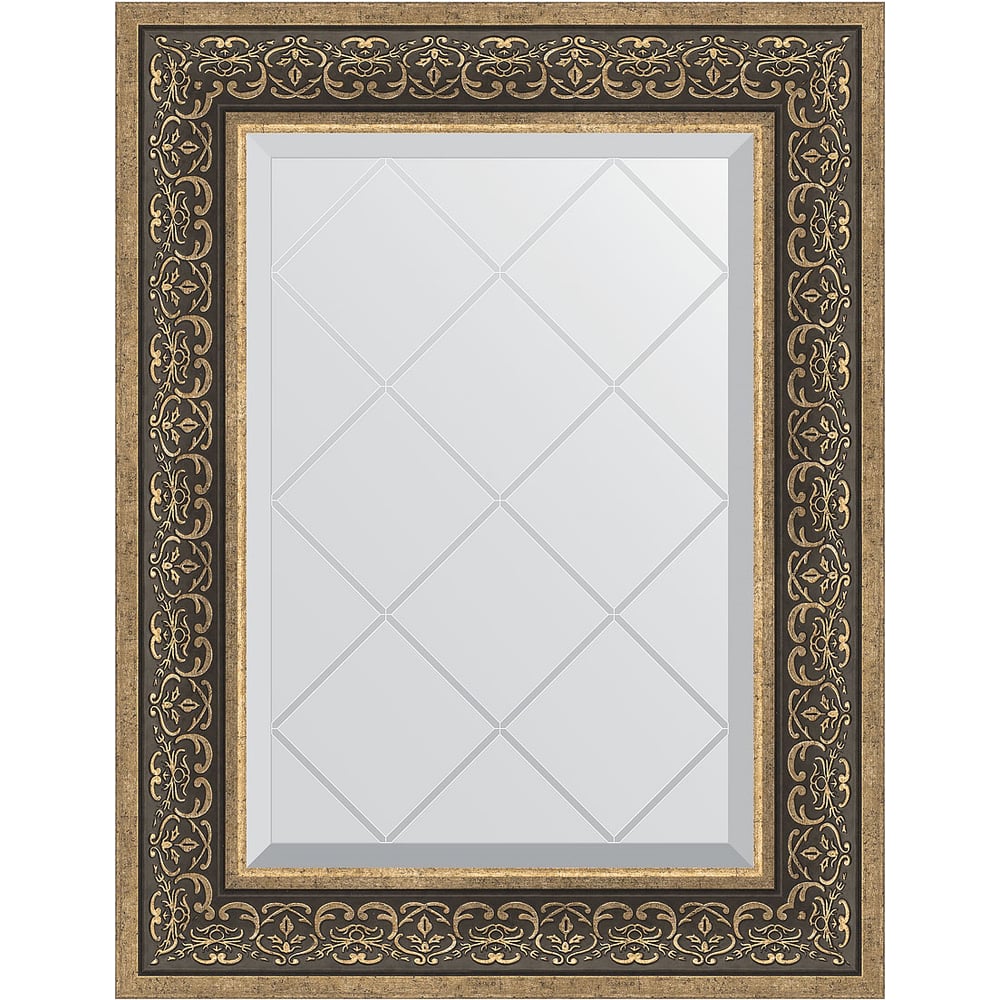 Изображение товара Зеркало с гравировкой в багетной раме EVOFORM вензель серебряный 101 мм, 59x76 см BY 4035