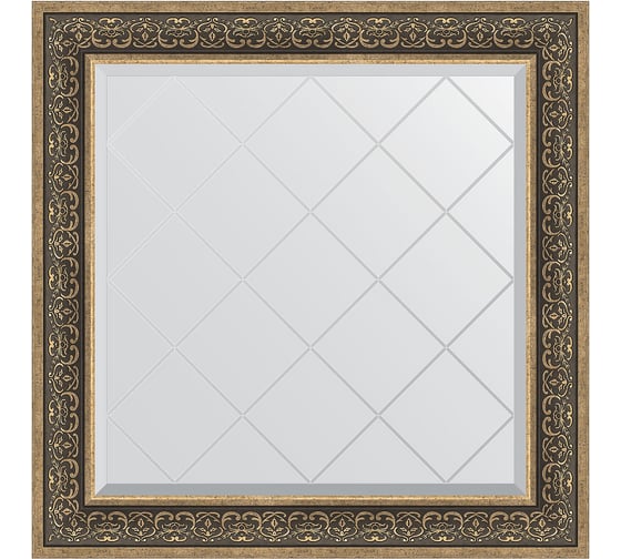 Изображение товара Зеркало с гравировкой в багетной раме EVOFORM вензель серебряный 101 мм, 89x89 см BY 4336
