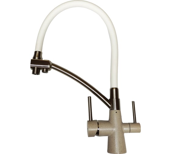 Изображение товара Смеситель для кухни WISENT с гибким изливом и подводкой питьевой воды, песочный W4855-21-3
