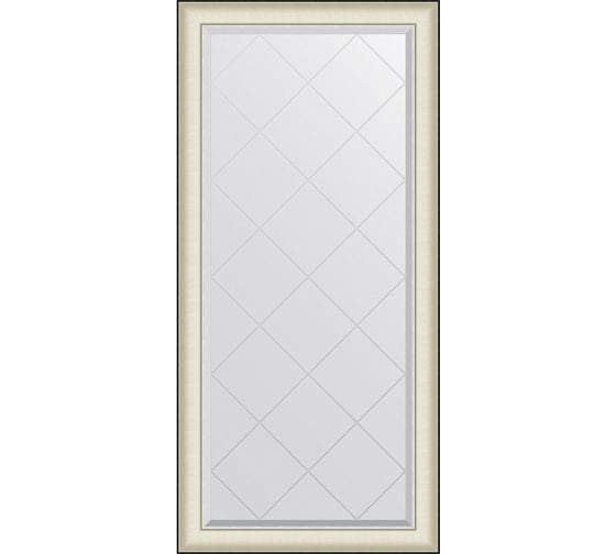 Изображение товара Зеркало с гравировкой в багетной раме EVOFORM белая кожа с хромом 78 мм, 74x157 см BY 4571