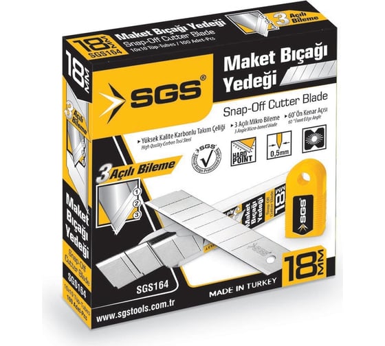 Изображение товара Лезвия отламывающиеся 10 тубусов по 10 шт, 18x0.5 мм для ножа SGS 164SGS