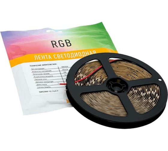 Изображение товара Светодиодная лента SWG 5050 4в1, 19,2 Вт/м (60 led/m), IP20, RGB+Холодный, 12В, 3М 00-00009713