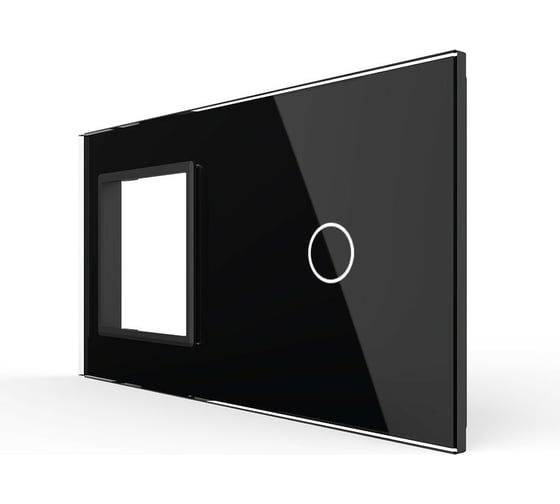 Изображение товара Панель для розетки и сенсорного выключателя LIVOLO 1 клавиша, цвет черный, стекло BB-C7-SR/C1-12