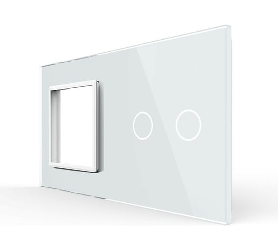 Изображение товара Панель для розетки и сенсорного выключателя LIVOLO 2 клавиши, цвет белый, стекло BB-C7-SR/C2-11