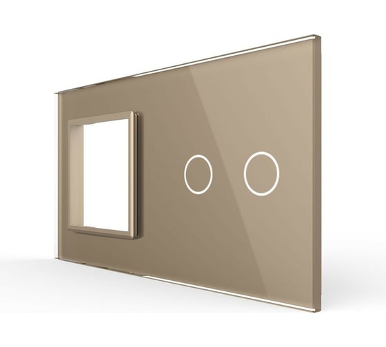 Изображение товара Панель для розетки и сенсорного выключателя LIVOLO 2 клавиши, цвет золотой, стекло BB-C7-SR/C2-13