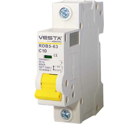 Изображение товара Автоматический выключатель Vesta Electric avt. vesta 1p-16a rdb5 6ka HLAV000108