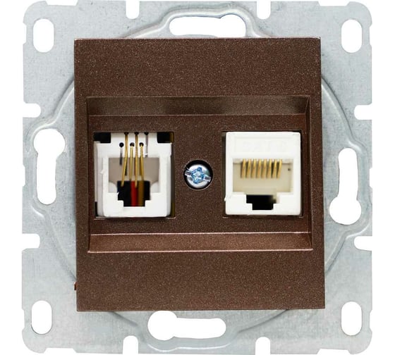 Изображение товара Розетка Metronex Electric Exclusive Champagne для LAN + Phone без рамки FRZMT010203BSH