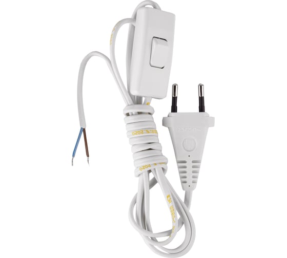 Изображение товара Сетевой шнур СПб УПП-5 с вилкой и проходным выключателем шввп 2x0,5 белый 1,7м 99927943