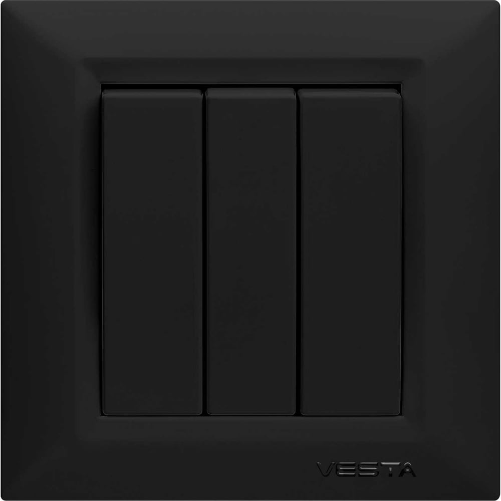 Изображение товара Трехклавишный выключатель Vesta Electric Roma FVK010301CMT черный