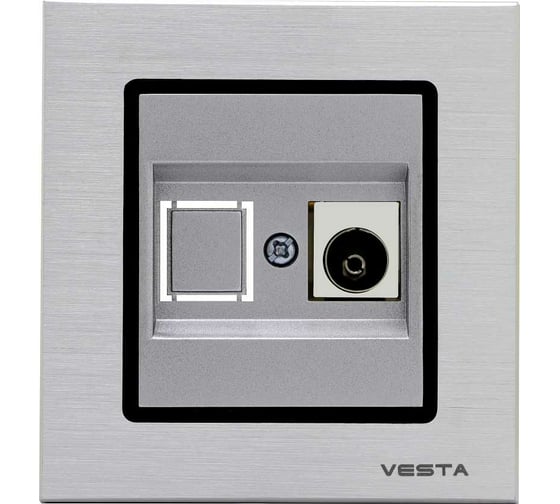 Изображение товара Розетка Metronex Electric Exclusive Silver Metallic для телефонного кабеля FRZMT040001SER