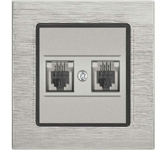 Изображение товара Розетка Metronex Electric Exclusive Silver Metallic для телефонного кабеля двойная FRZMT040002SER