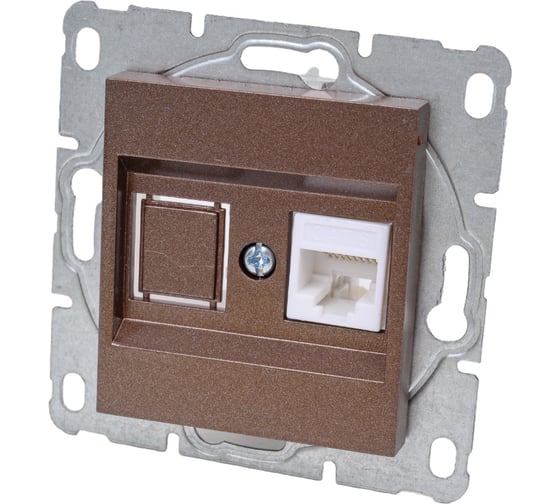 Изображение товара Розетка Metronex Electric Exclusive Champagne Metallic для сетевого кабеля LAN без рамки FRZCW030202BSH