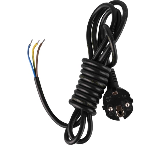 Изображение товара Сетевой шнур с вилкой СПб УПП-5 пвс 3x1,5-81 черный 2,0 м 99928144