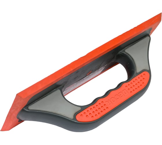 Изображение товара Терка DECOR 570-001 трехкомпонентная ручка, 260x100 мм, мягкая оранжевая резина 11608215