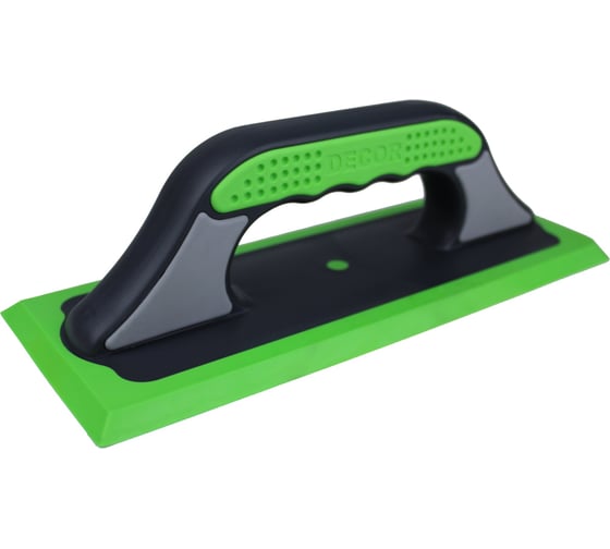 Изображение товара Терка DECOR 570-002 трехкомпонентная ручка, 260x100 мм, жесткая зеленая резина 11608214