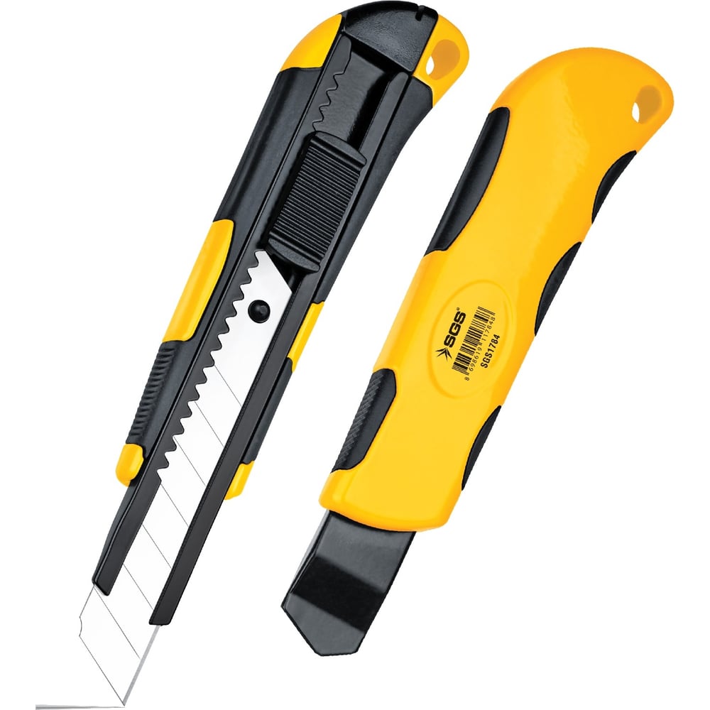 Изображение товара Нож с алюминиевым корпусом SGS усиленный 18 мм с отделением для лезвий