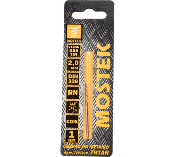 Изображение товара Сверло по металлу HSS-TiN 2х24х49 мм MosTek 1341020