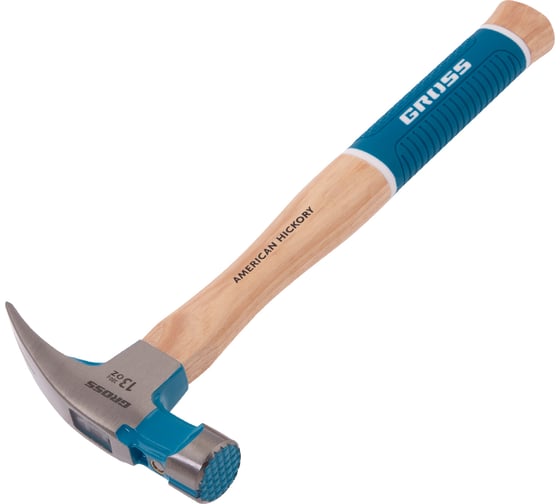 Изображение товара Молоток-гвоздодер GROSS 380 г, угол 75, магнит, обрезиненная рукоятка american hickory 10413