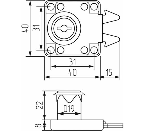 Изображение товара Врезной замок для шкафа-купе (ДСП) Mebax хром, 19 мм 00-00002163