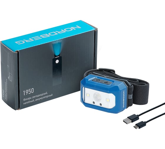 Изображение товара Светодиодный аккумуляторный налобный фонарь NORDBERG 3,7 В 1950